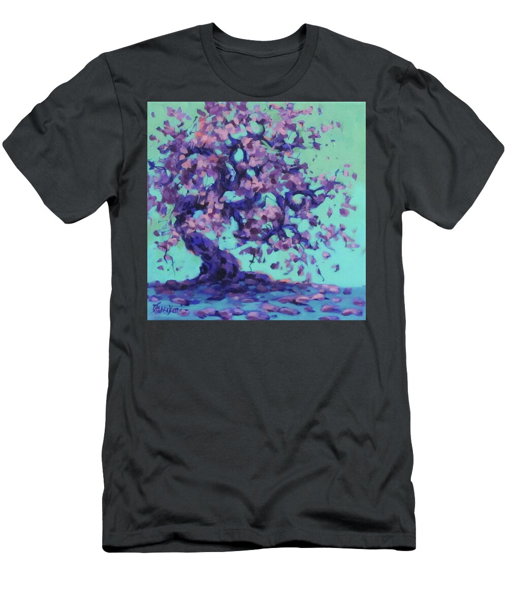 Tree T-Shirt featuring the painting Purple Tree by Karen Ilari