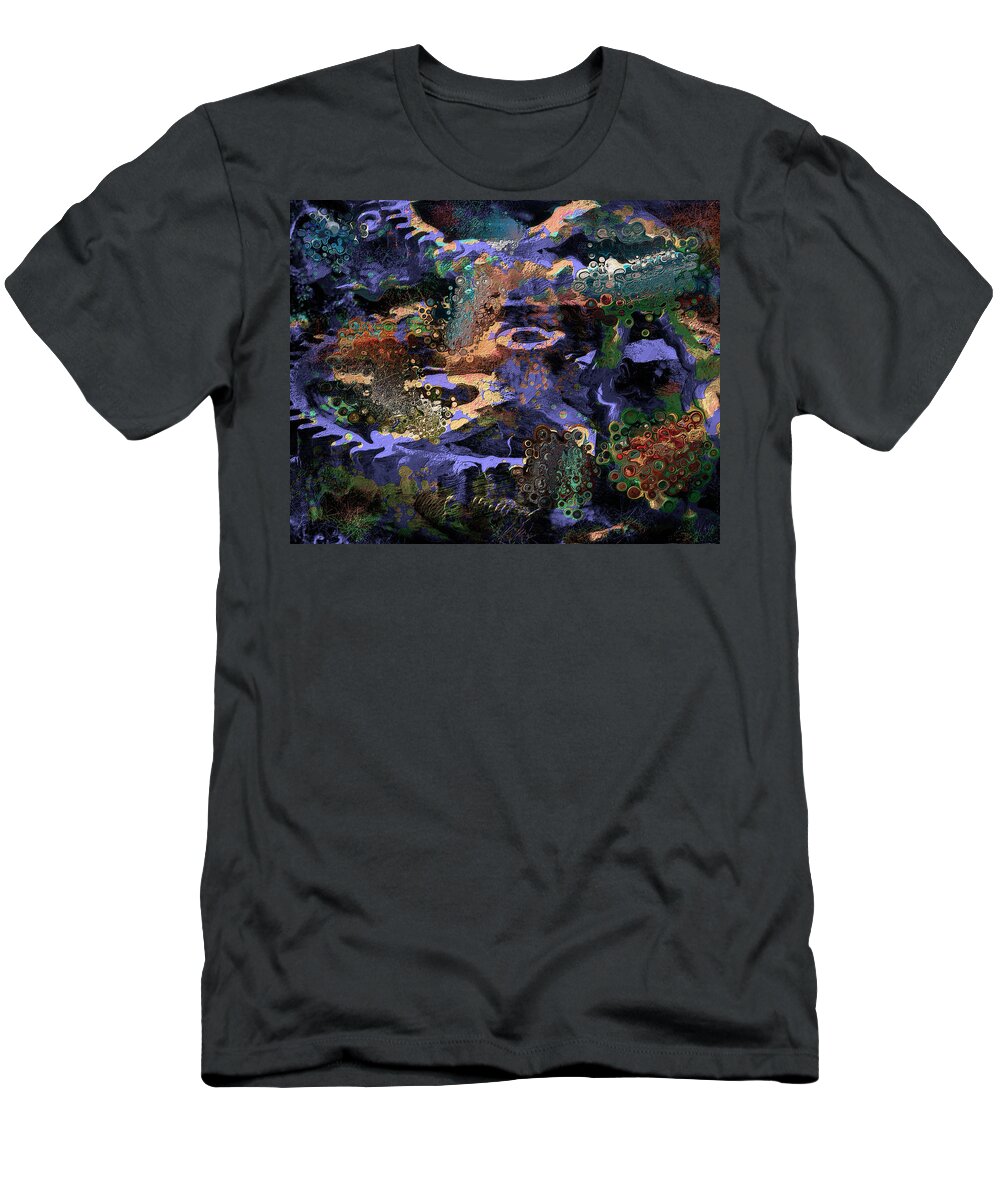 Industrial T-Shirt featuring the digital art Purple Wheels Abstract by Sandra Selle Rodriguez