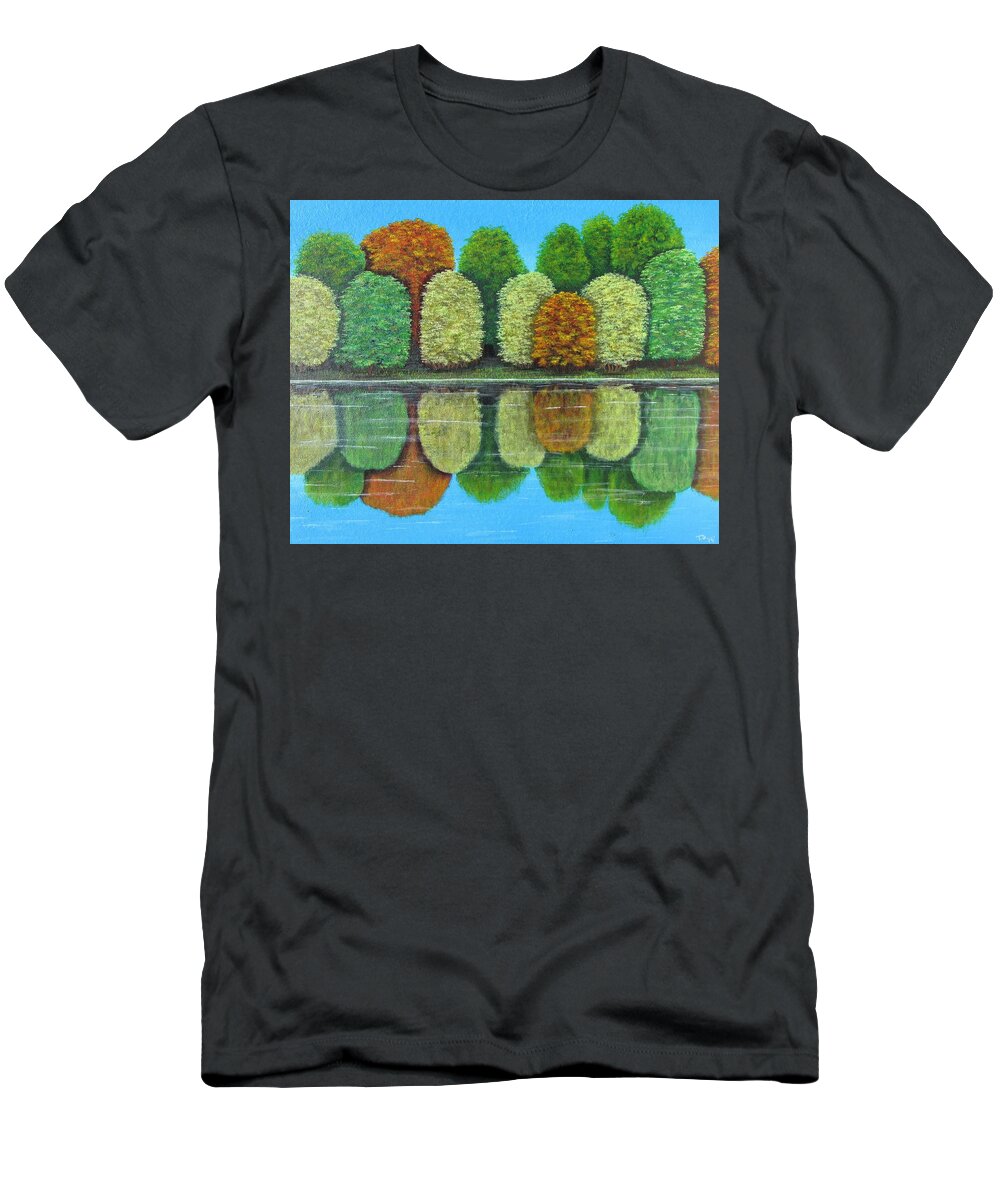 Trees T-Shirt featuring the painting Quiet Reflection by Tammy Oliver