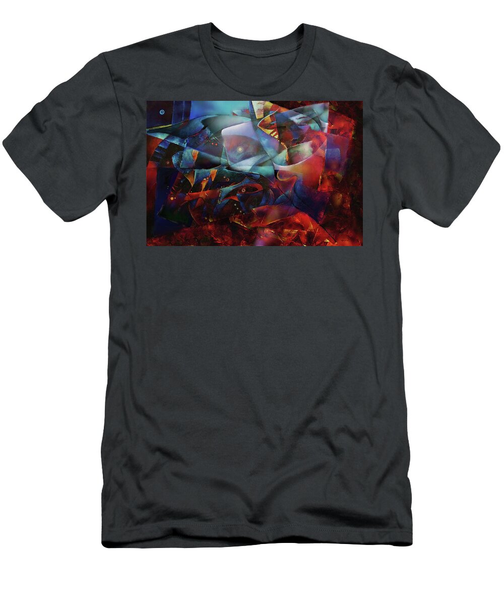 Abstract Mixed Media T-Shirt featuring the mixed media Ragnaroek by Wolfgang Schweizer