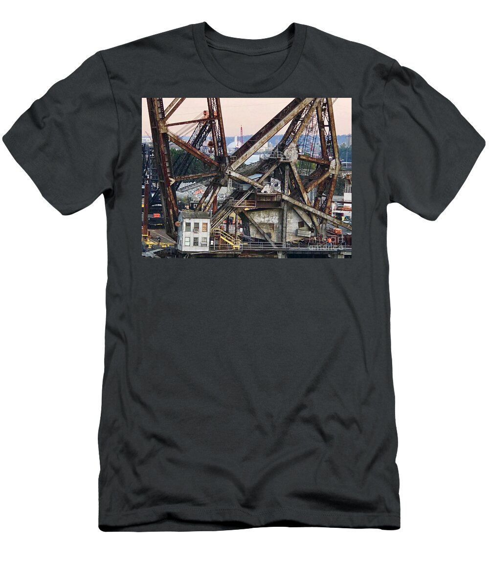 Duwamish Waterway T-Shirt featuring the photograph Railroad Bridge by Suzanne Lorenz