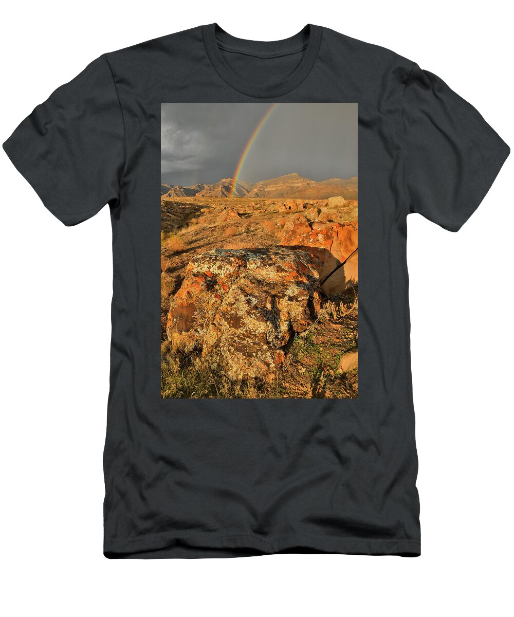 Book Cliffs T-Shirt featuring the photograph Rainbow over Book Cliffs in Colorado by Ray Mathis