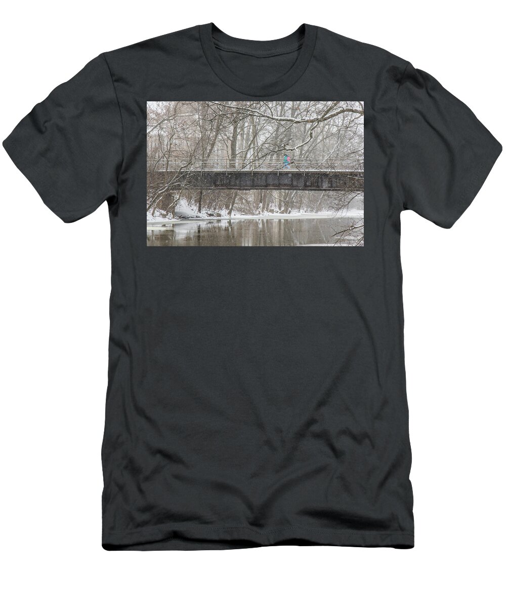 Big Ten T-Shirt featuring the photograph Red Cedar River Michigan State Winter by John McGraw