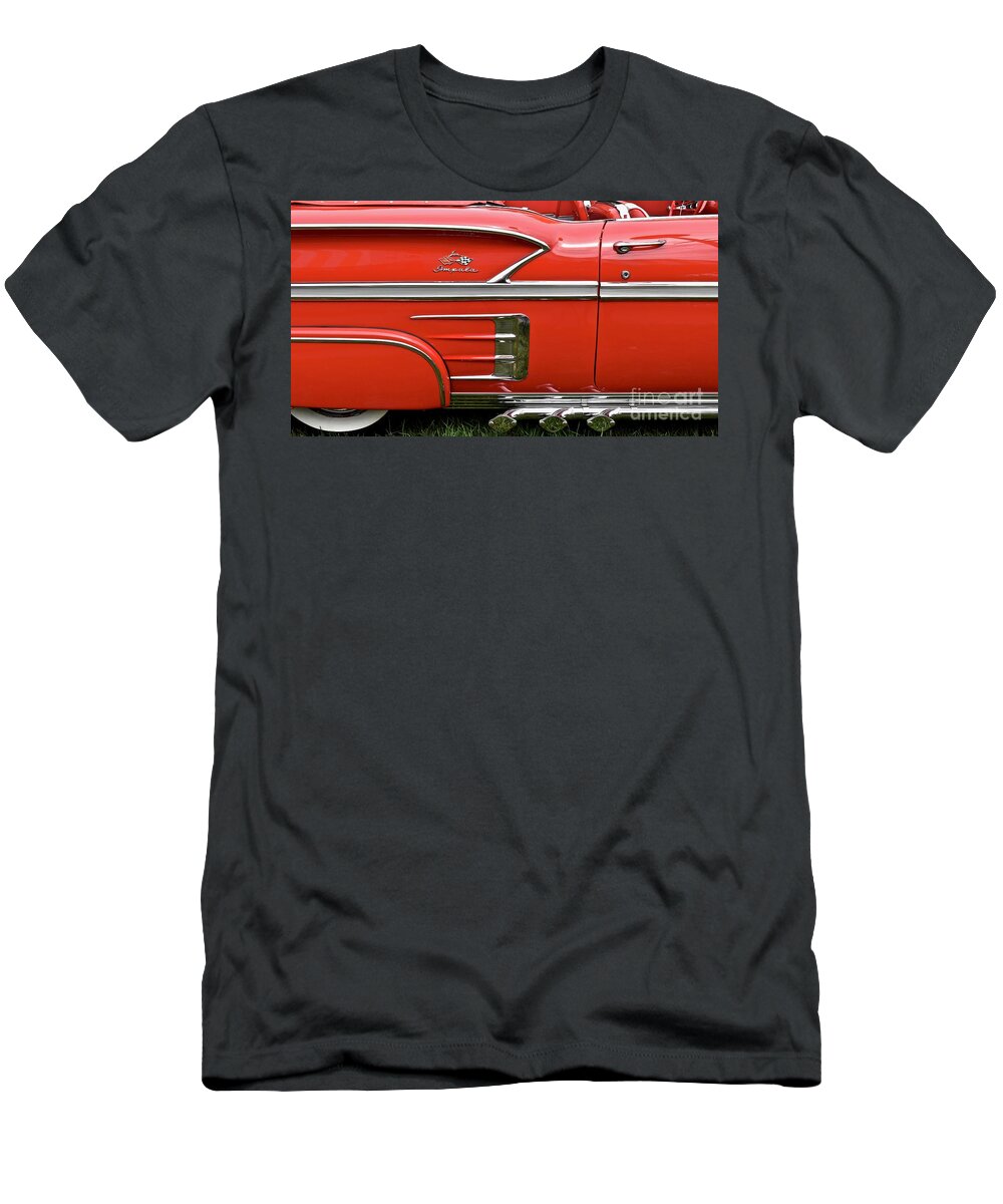 Red T-Shirt featuring the photograph Red, White and Chrome by Ron Long