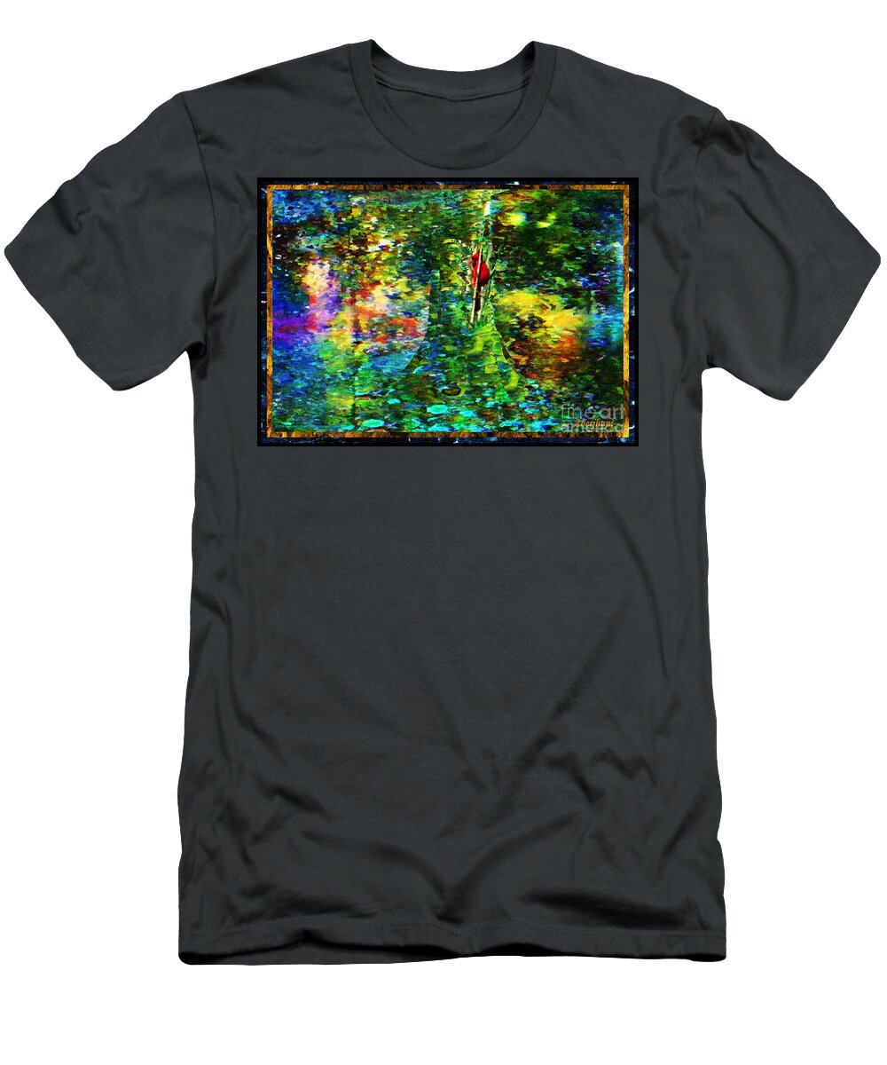 Communication T-Shirt featuring the mixed media Redbird Singing Songs of Love in the Tree of Hope by Aberjhani