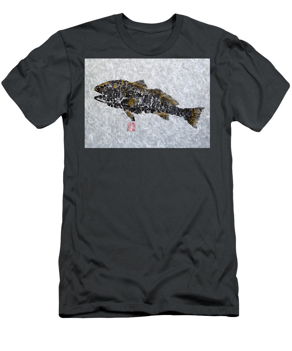 Redfish T-Shirt featuring the painting Redfish - Golden with no Border by Adrienne Dye