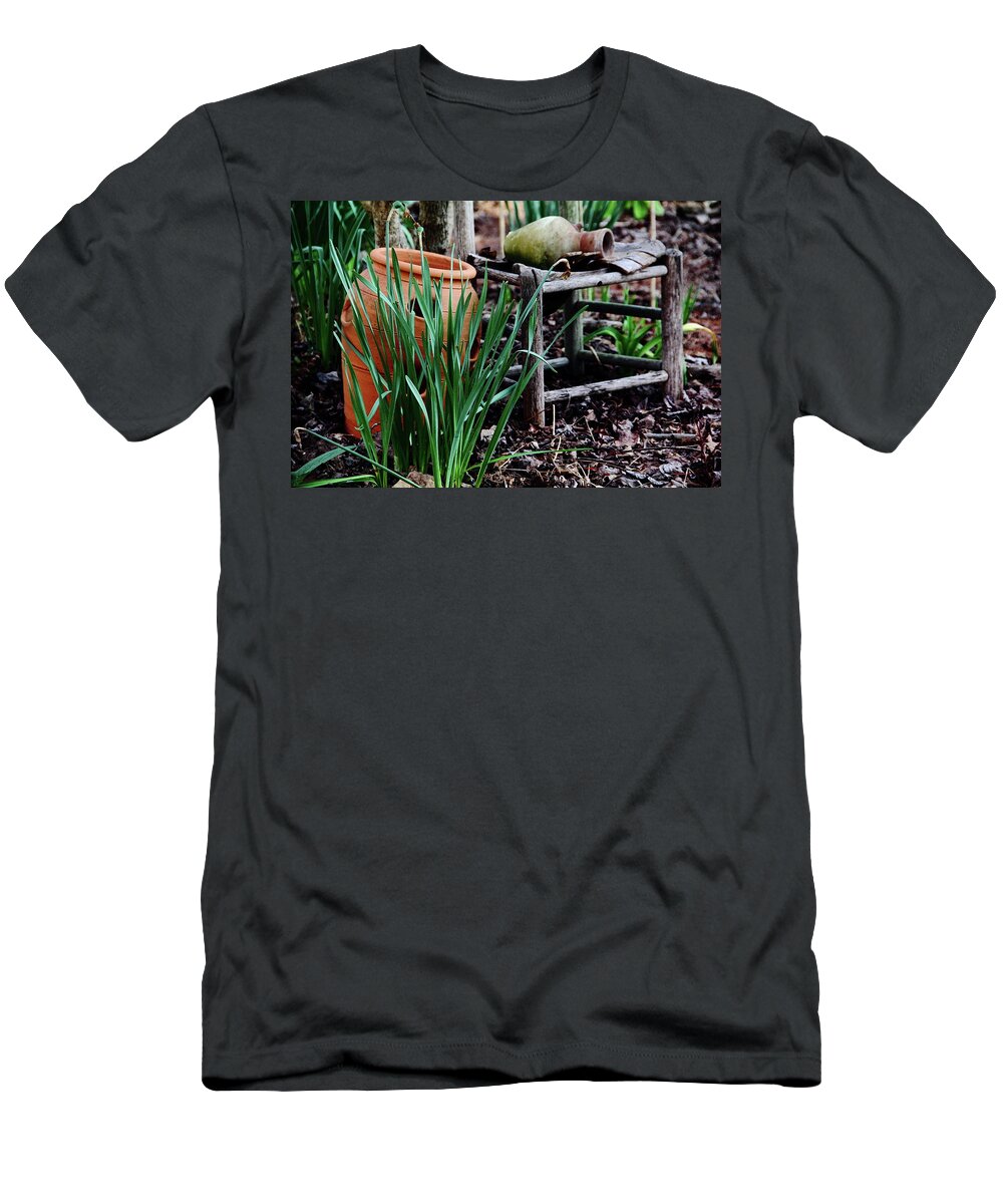Clay Pots T-Shirt featuring the photograph Reflecting On Past Things by Allen Nice-Webb