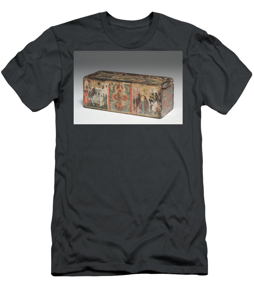 14th Century T-Shirt featuring the painting Reliquary Box With Scenes From The Life Of John The Baptist, 1300s by Byzantine School