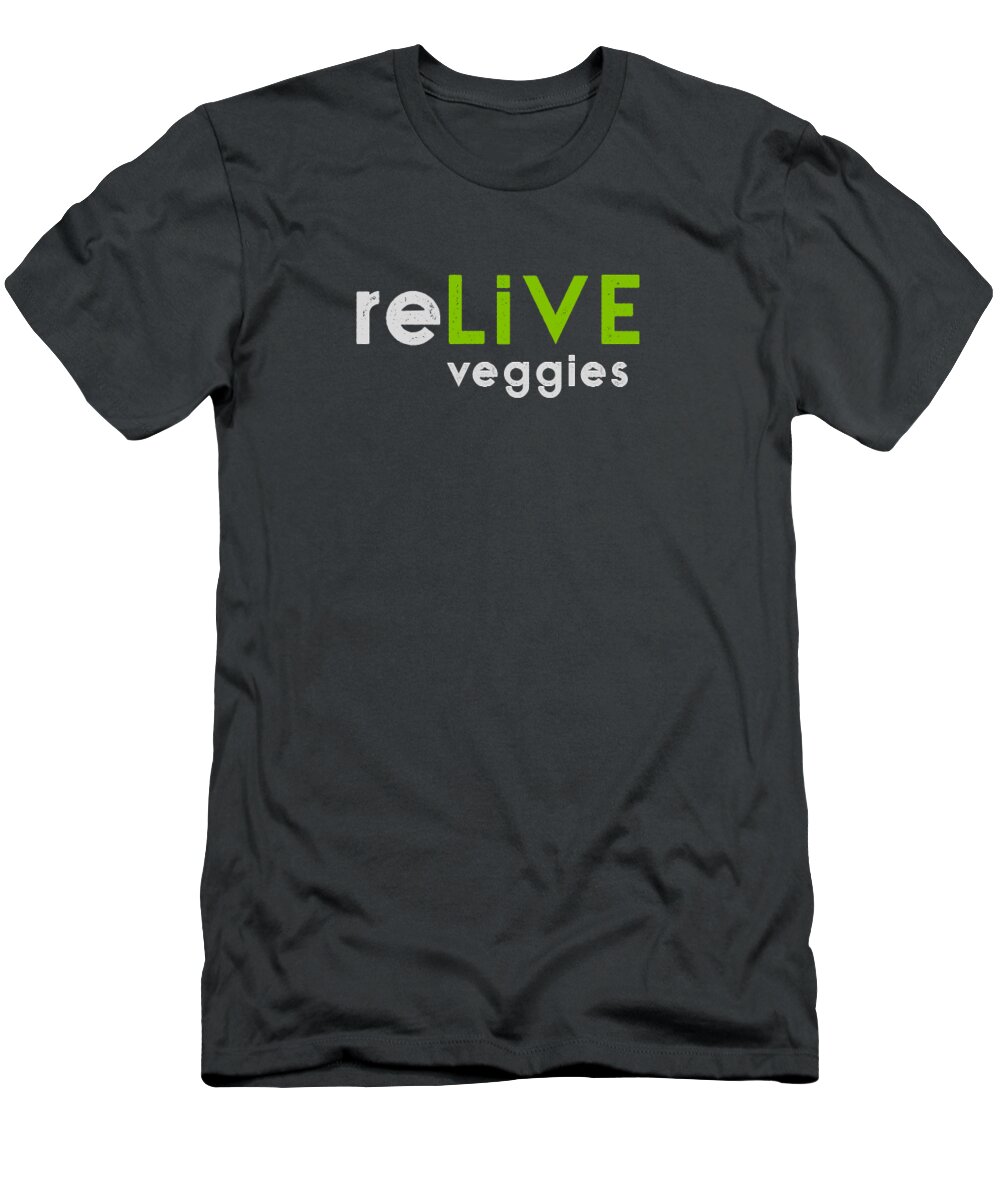  T-Shirt featuring the drawing reLIVE - green and gray by Charlie Szoradi