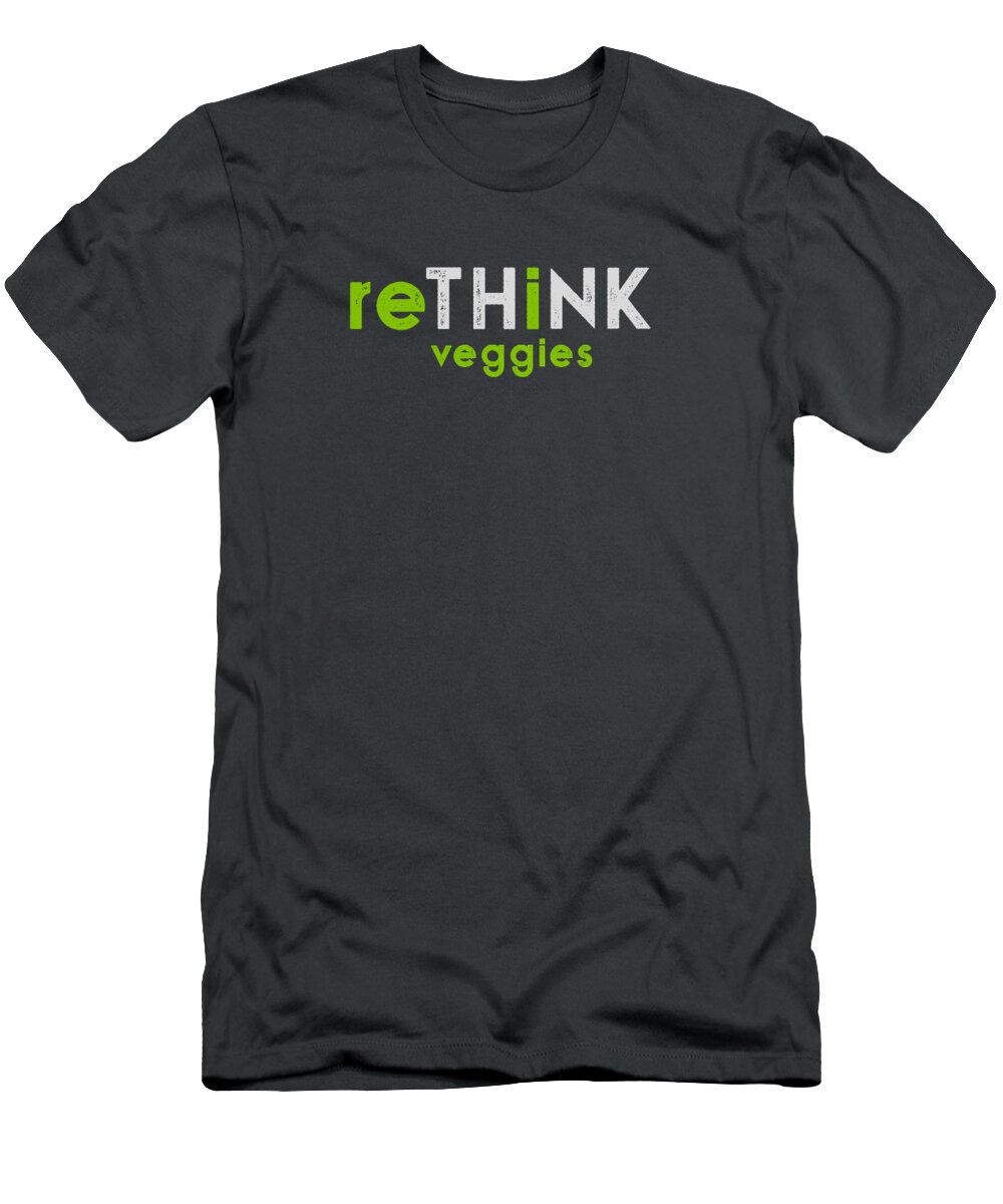  T-Shirt featuring the drawing reTHINK - green and gray by Charlie Szoradi