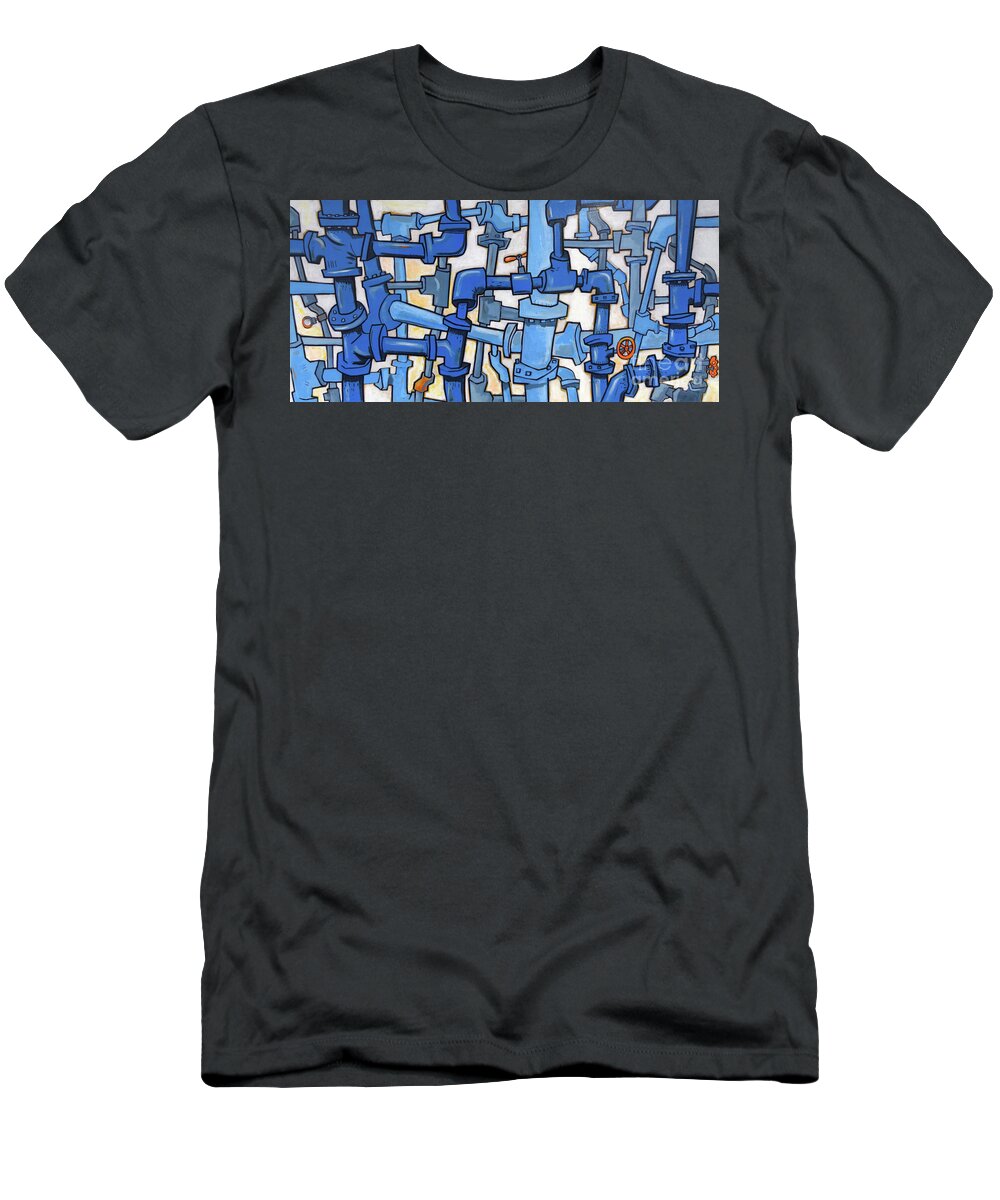Pipes T-Shirt featuring the painting Rhythm by Sean Hagan