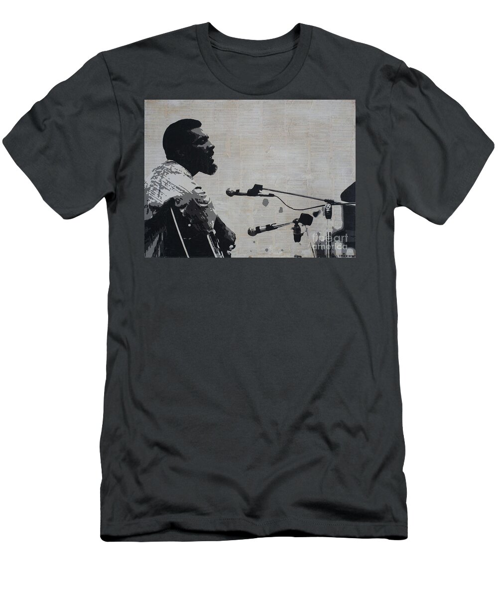 Silhouette T-Shirt featuring the mixed media Richie Havens at Woodstock by SORROW Gallery