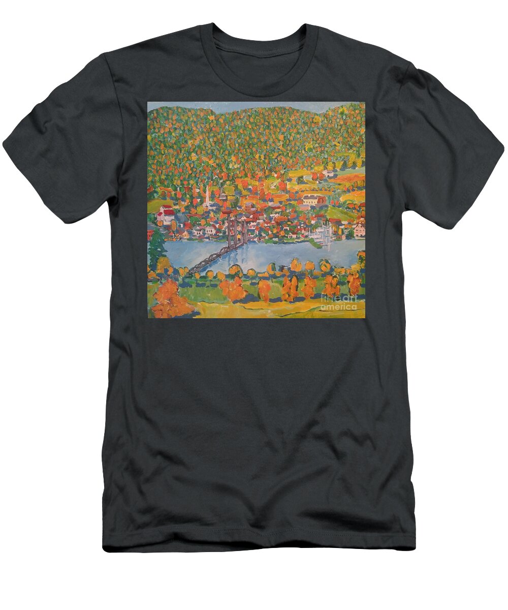 Stillwater T-Shirt featuring the painting River Town by Rodger Ellingson