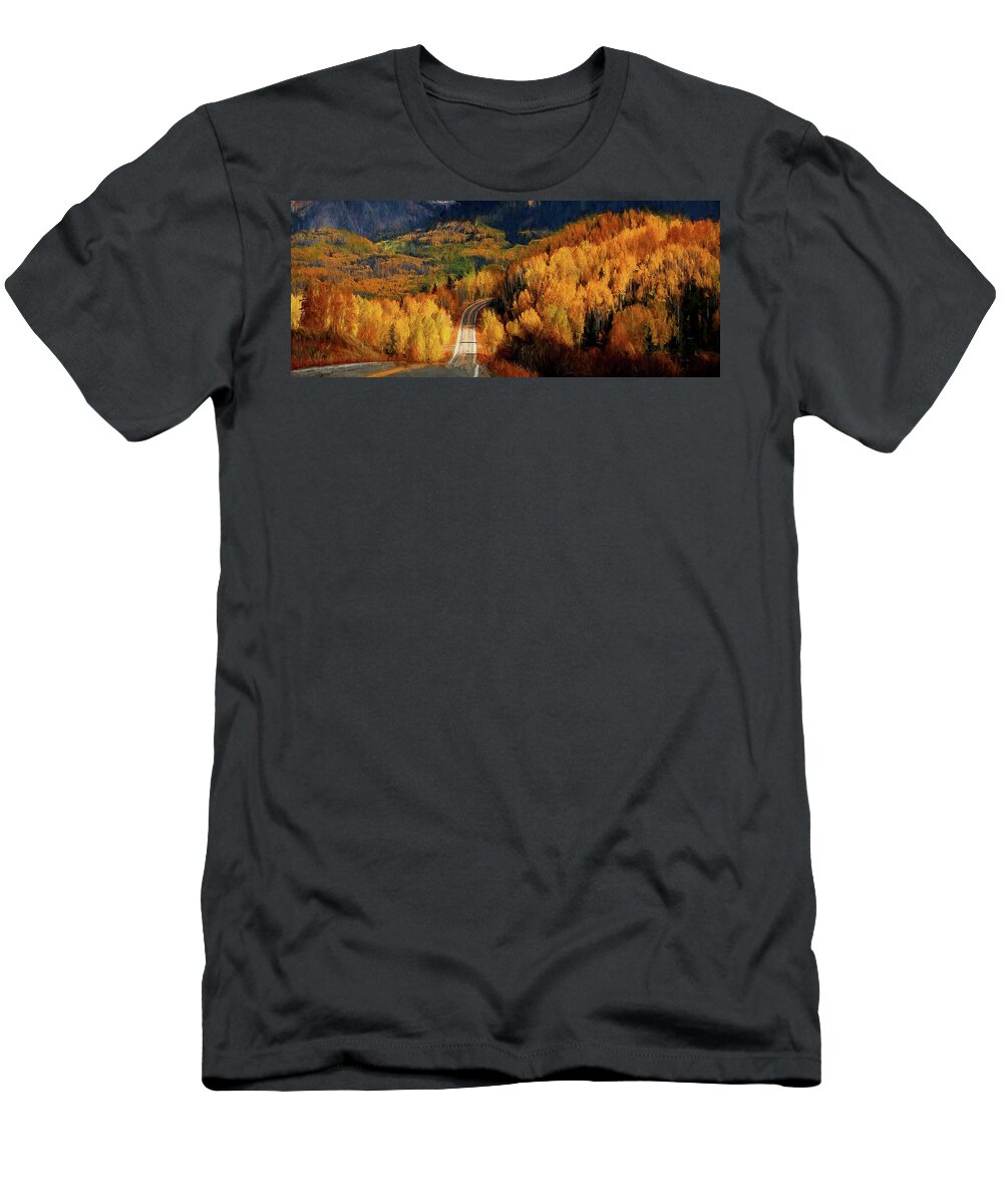 Mountain T-Shirt featuring the digital art Road Less Traveled by Russ Harris