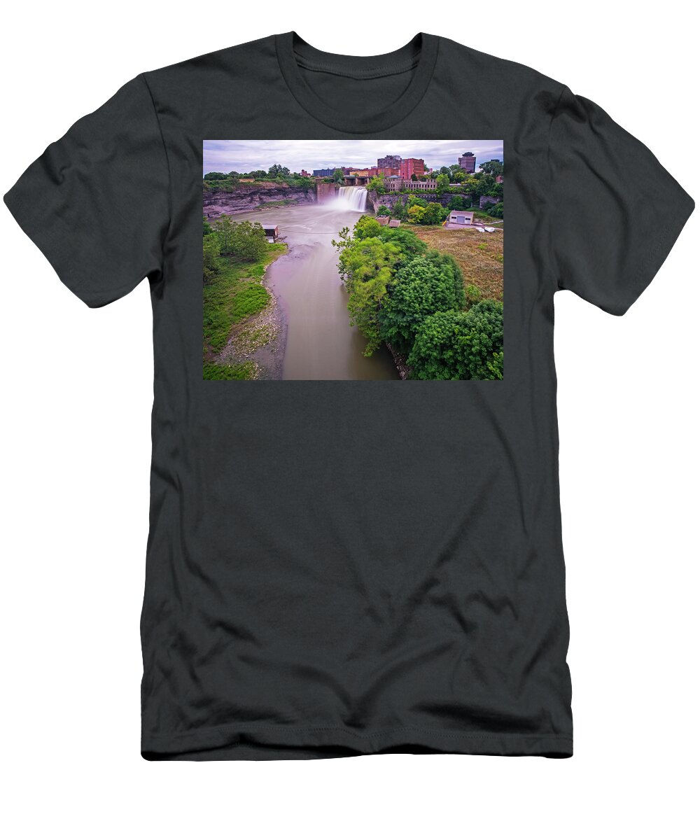 Rochester T-Shirt featuring the photograph Rochester NY High Falls Waterfall Smooth Water by Toby McGuire