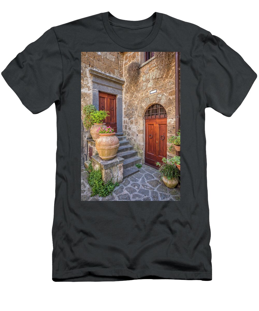 Courtyard T-Shirt featuring the photograph Romantic Courtyard Of Tuscany by David Letts