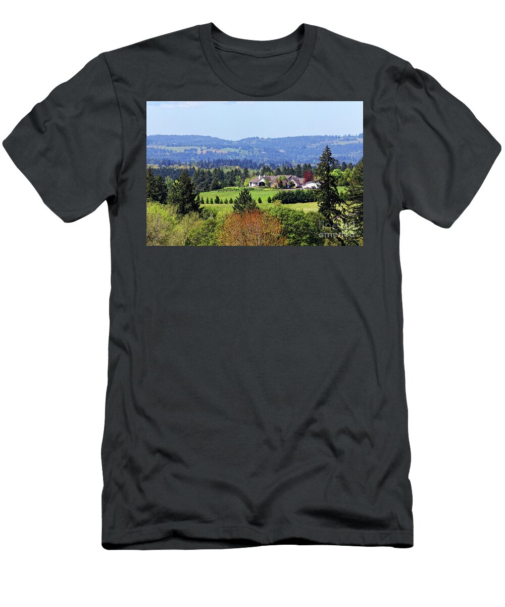 Rural Home T-Shirt featuring the photograph Rural home hills forest Wilsonville Oregon by Robert C Paulson Jr