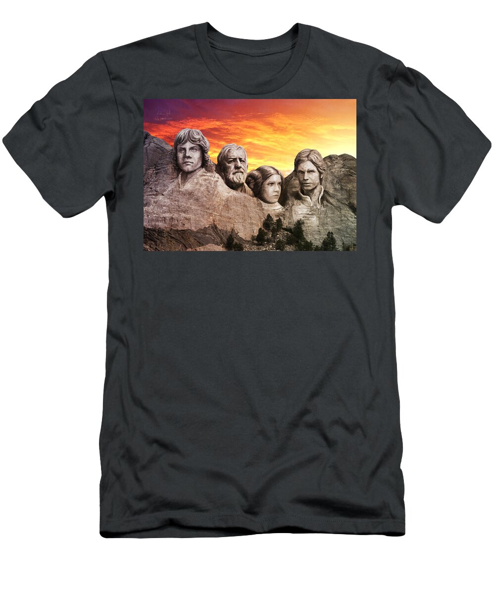 Scifi T-Shirt featuring the digital art Rushmore LightForce by Andrea Gatti