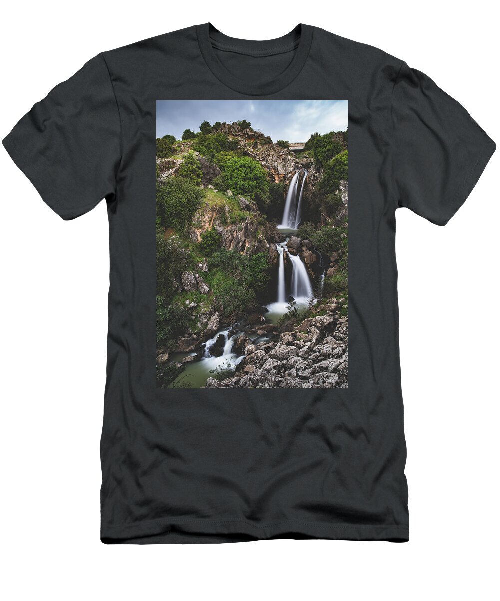 Golan Heights T-Shirt featuring the photograph Saar Falls - 3 by Mati Krimerman