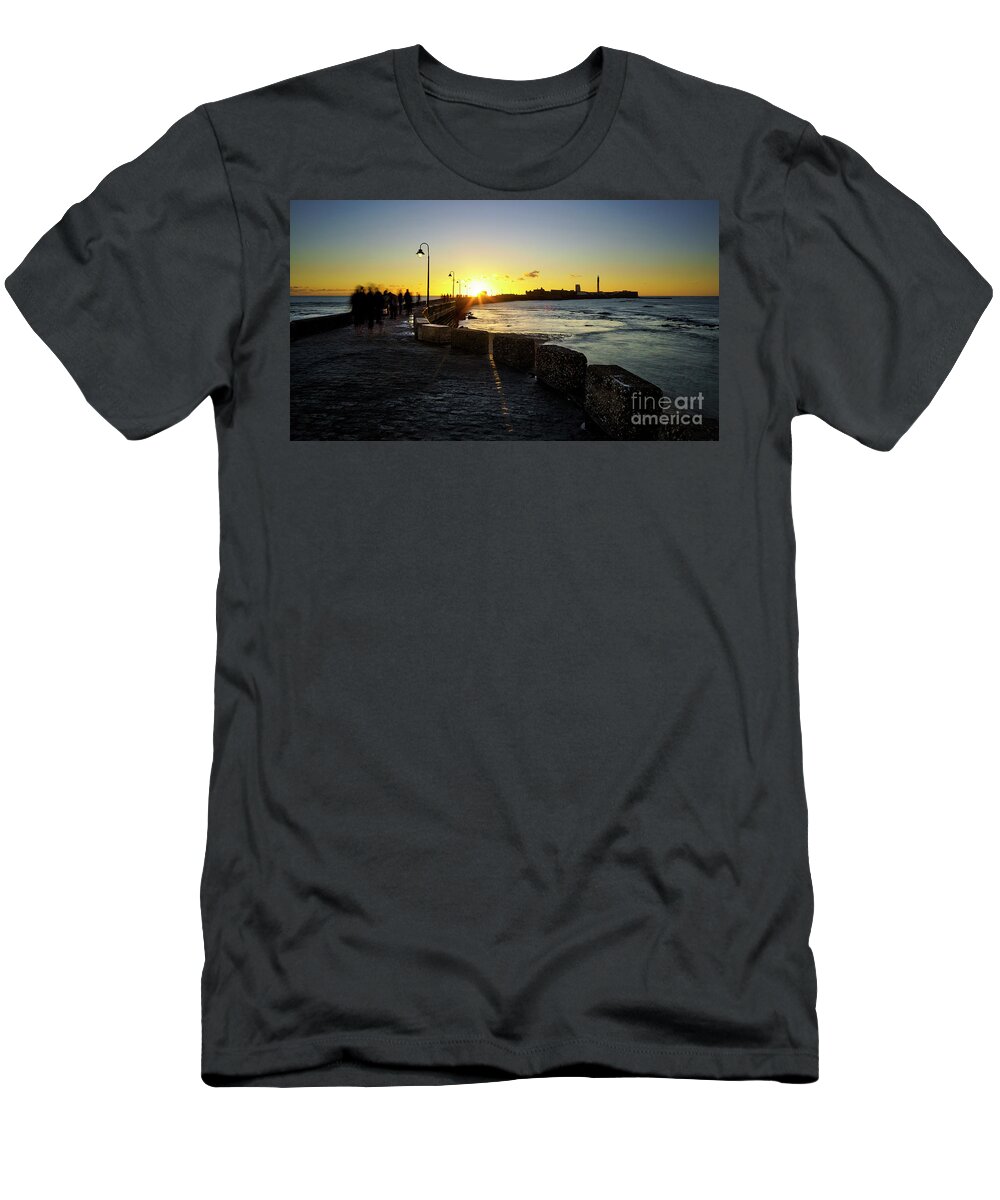 Wave T-Shirt featuring the photograph Saint Sebastian Castle Walkway Cadiz Spain by Pablo Avanzini