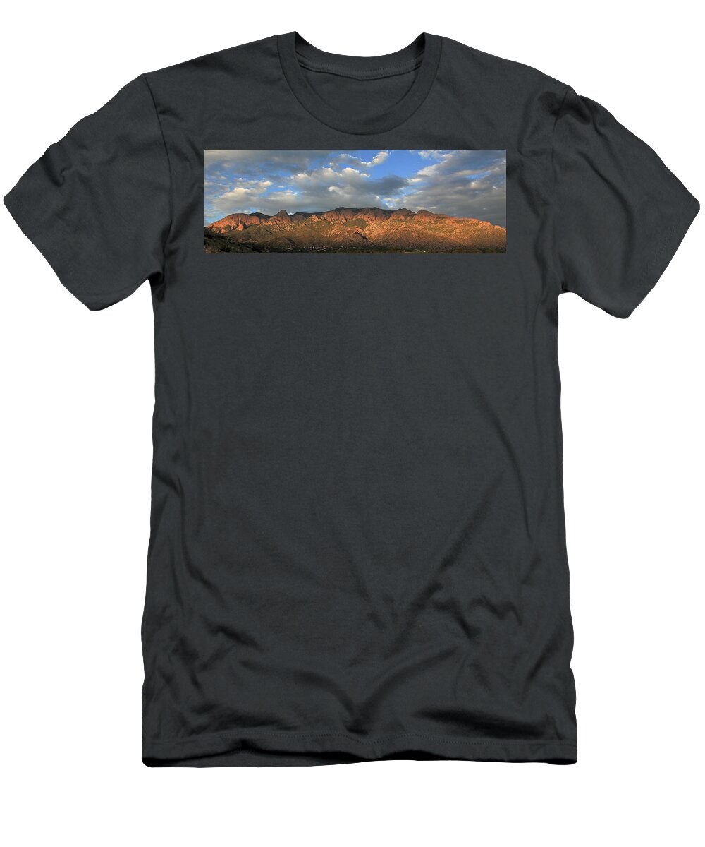 Sandia Crest T-Shirt featuring the photograph Sandia Crest at Sunset by Alan Vance Ley