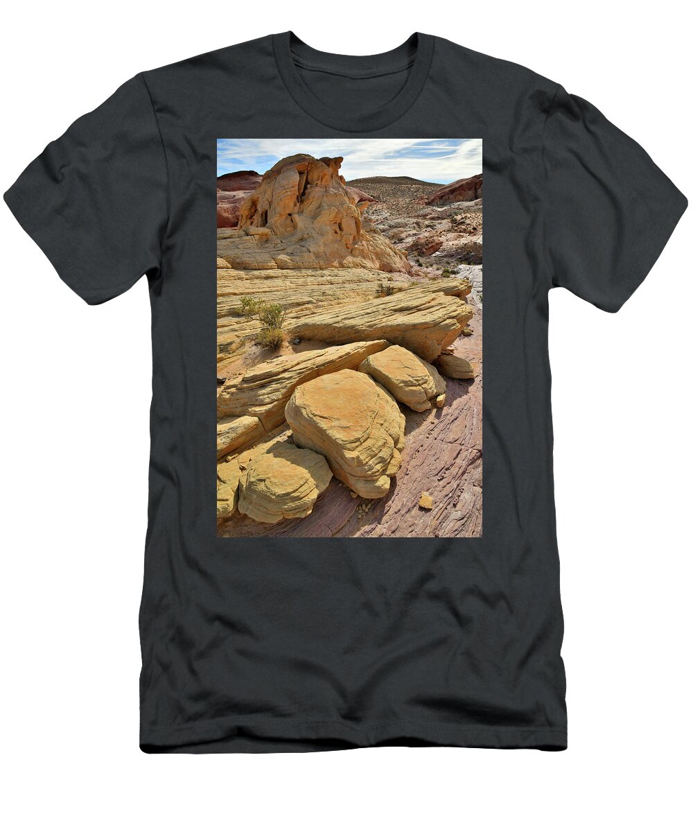 Valley Of Fire State Park T-Shirt featuring the photograph Sandstone Shapes of Valley of Firee by Ray Mathis