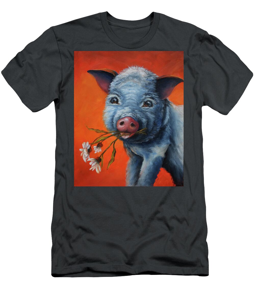 Pig T-Shirt featuring the painting Sassy by Rebecca Hauschild