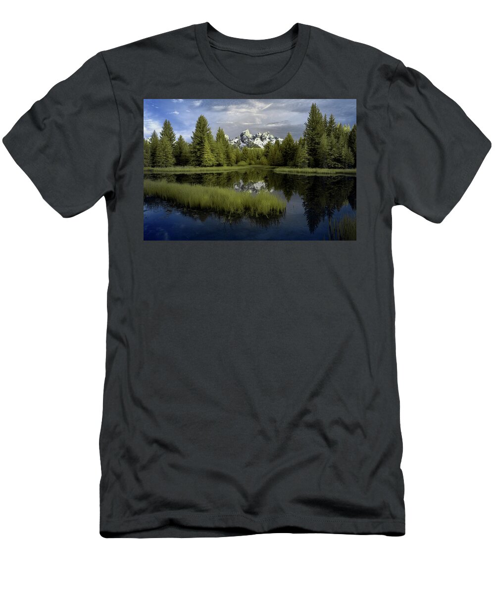 Tetons T-Shirt featuring the photograph Schwabacher Dawn by Jon Glaser