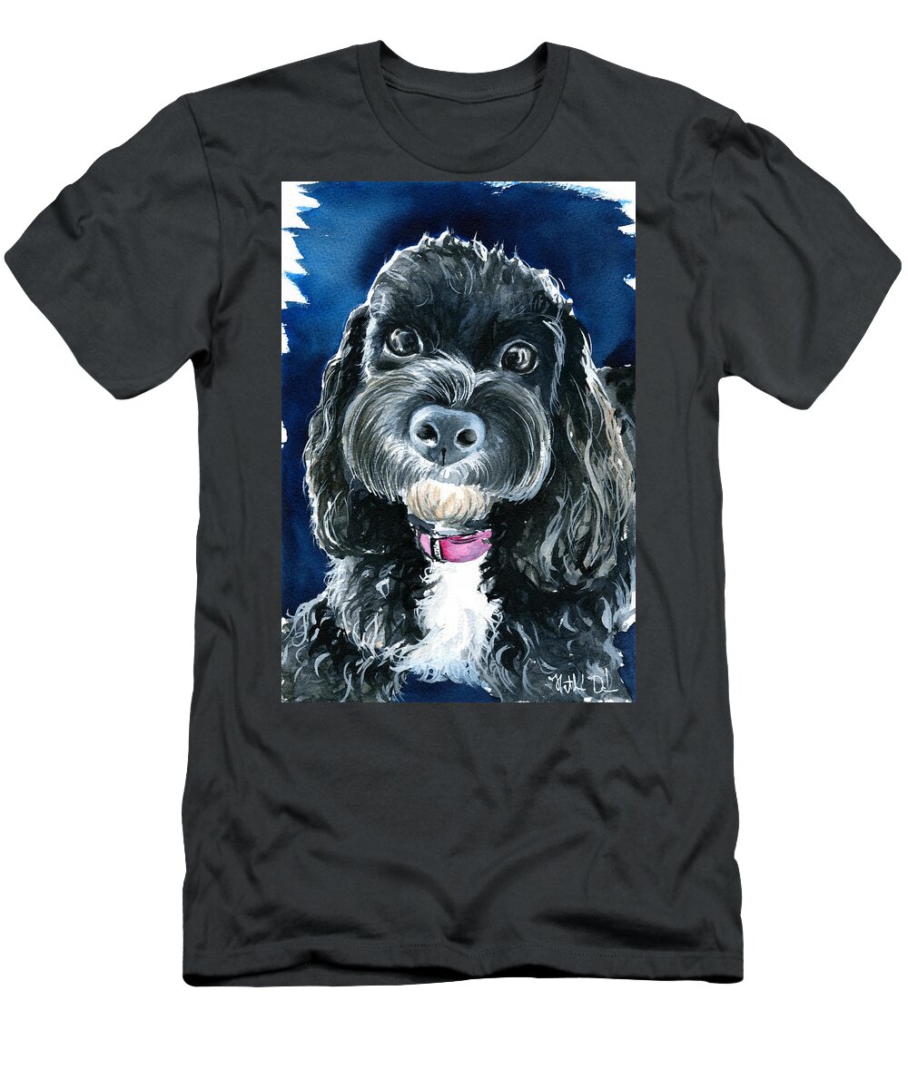 Cavoodle T-Shirt featuring the painting Scout - Cavoodle Dog Painting by Dora Hathazi Mendes