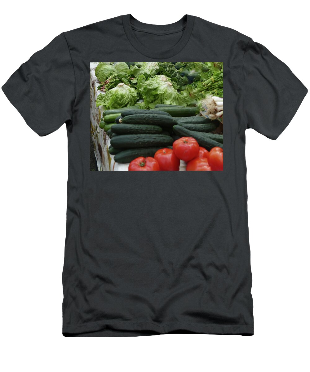 Croatia T-Shirt featuring the photograph Selling fruit and vegetables at the green market by Steve Estvanik