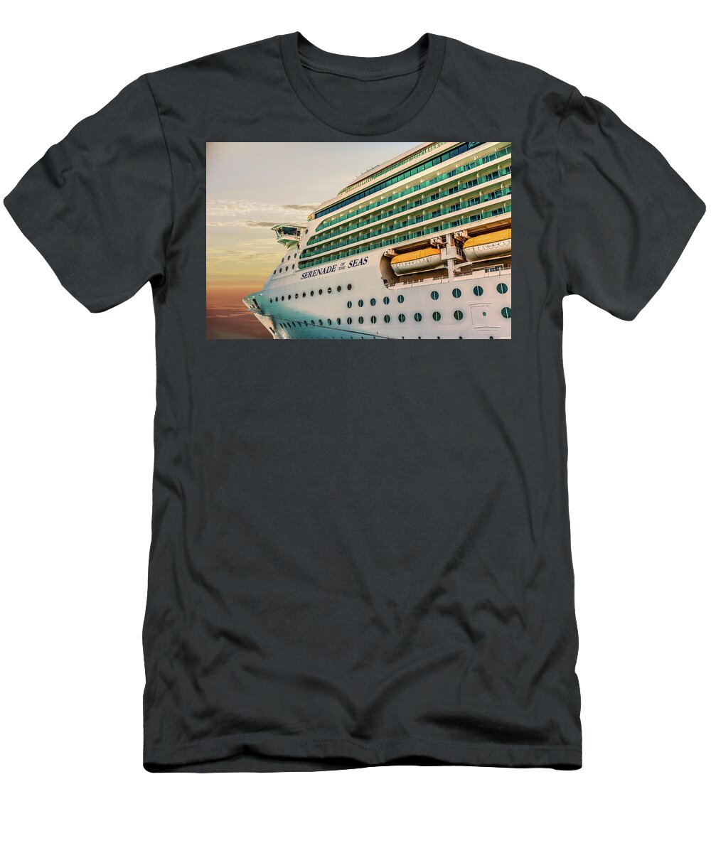 Bonaire T-Shirt featuring the photograph Serenade of the Seas at Dock by Darryl Brooks