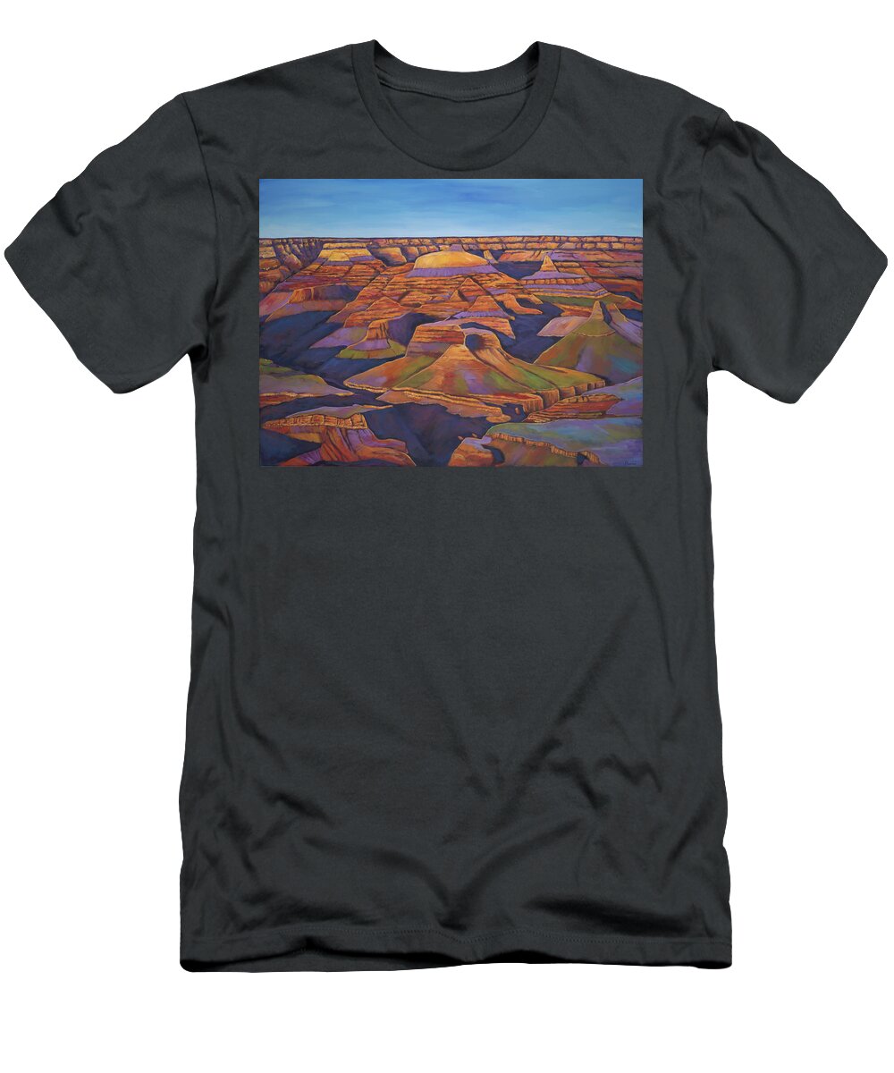 Grand Canyon T-Shirt featuring the painting Shadows and Breezes by Johnathan Harris
