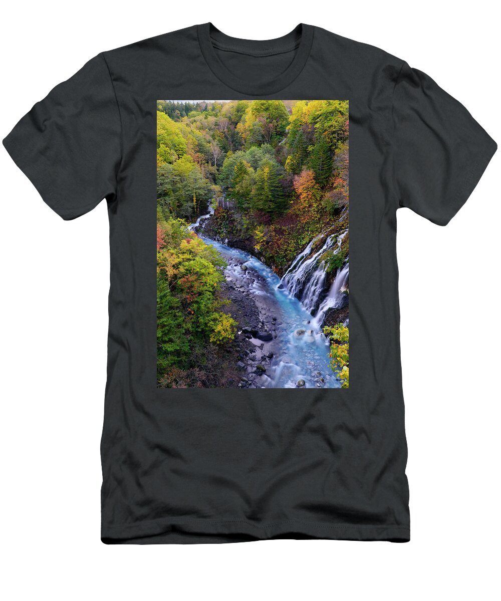 00645385 T-Shirt featuring the photograph Shirahige Falls In Hokkaido by Hiroya Minakuchi