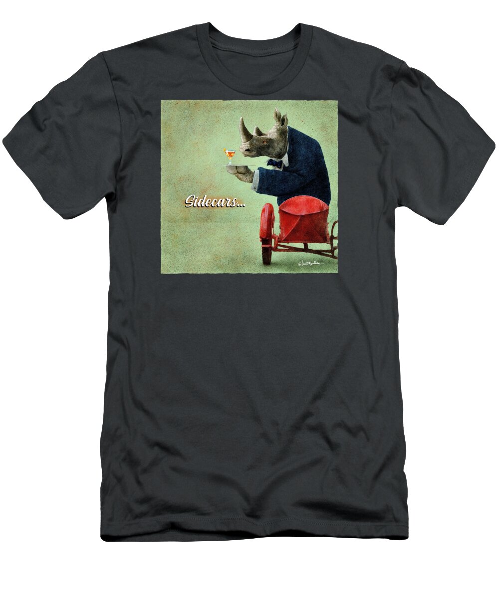 Rhino T-Shirt featuring the painting Sidecars... by Will Bullas
