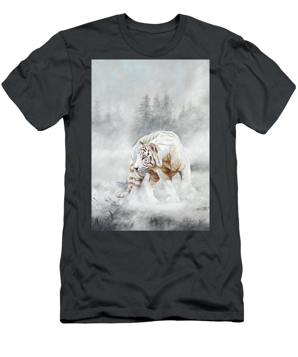 Snow T-Shirt featuring the pastel Snow Tiger by Peter Williams