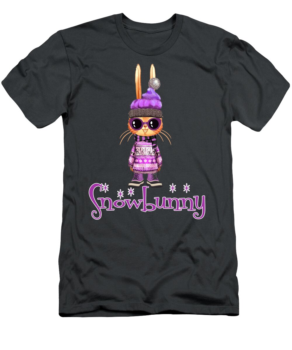 Bunny T-Shirt featuring the photograph Snowbunny in Ultra Violet by Doreen Erhardt