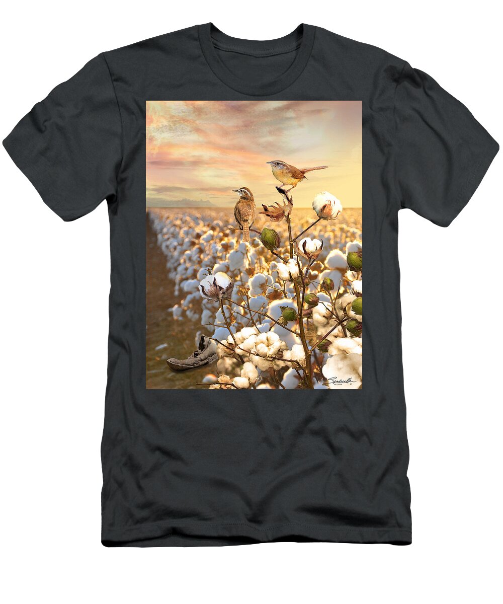Cotton T-Shirt featuring the digital art Song of the Wren by M Spadecaller