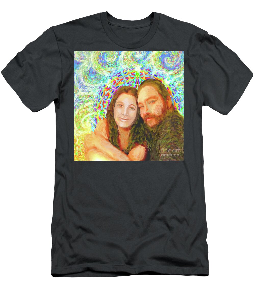 Redd Sonia Marie Sauruk T-Shirt featuring the painting Sonia Marie and Her Sweetheart by Hidden Mountain