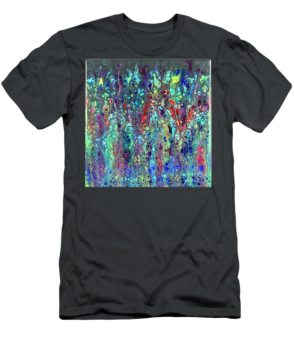 Poured Acrylics T-Shirt featuring the painting Sorcerer's Garden by Lucy Arnold