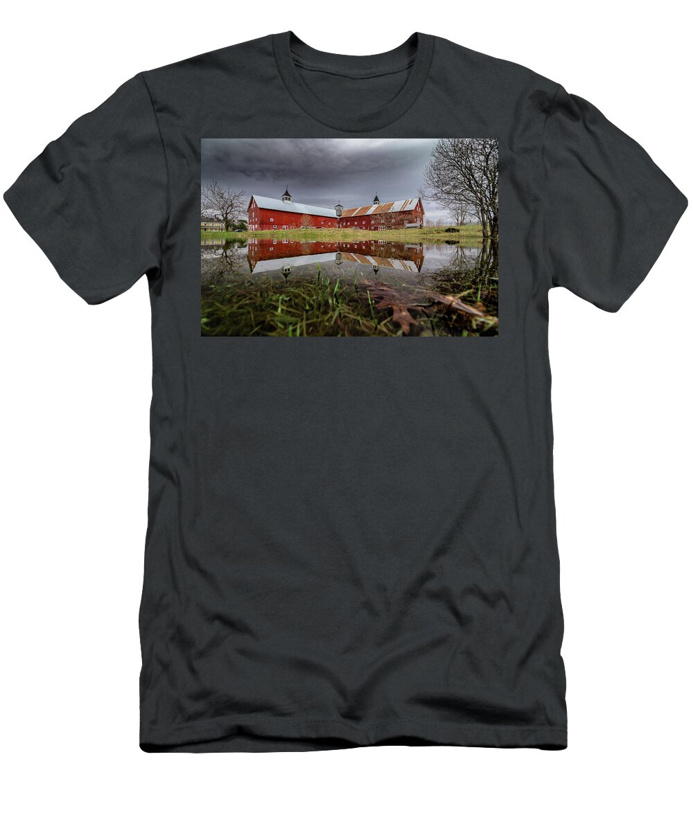 Barn T-Shirt featuring the photograph Spring Barn Reflection by Tim Kirchoff