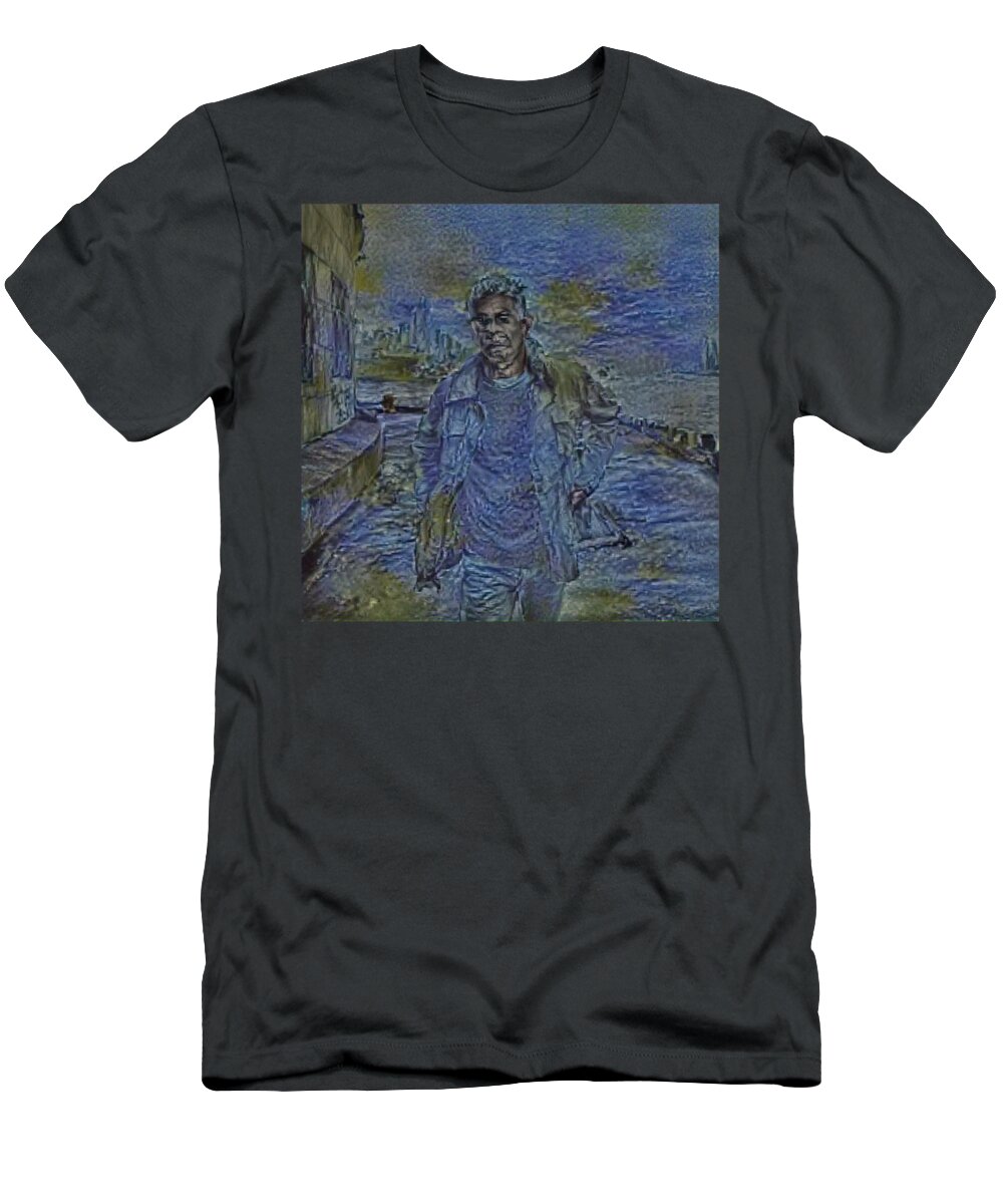 Anthony Bourdain T-Shirt featuring the digital art Starry Tony by Lana Arith