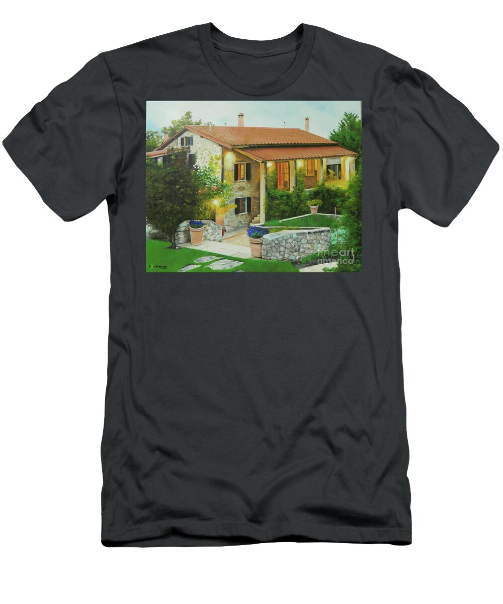 Mediterranean Art T-Shirt featuring the painting Country Retreat by Kenneth Harris
