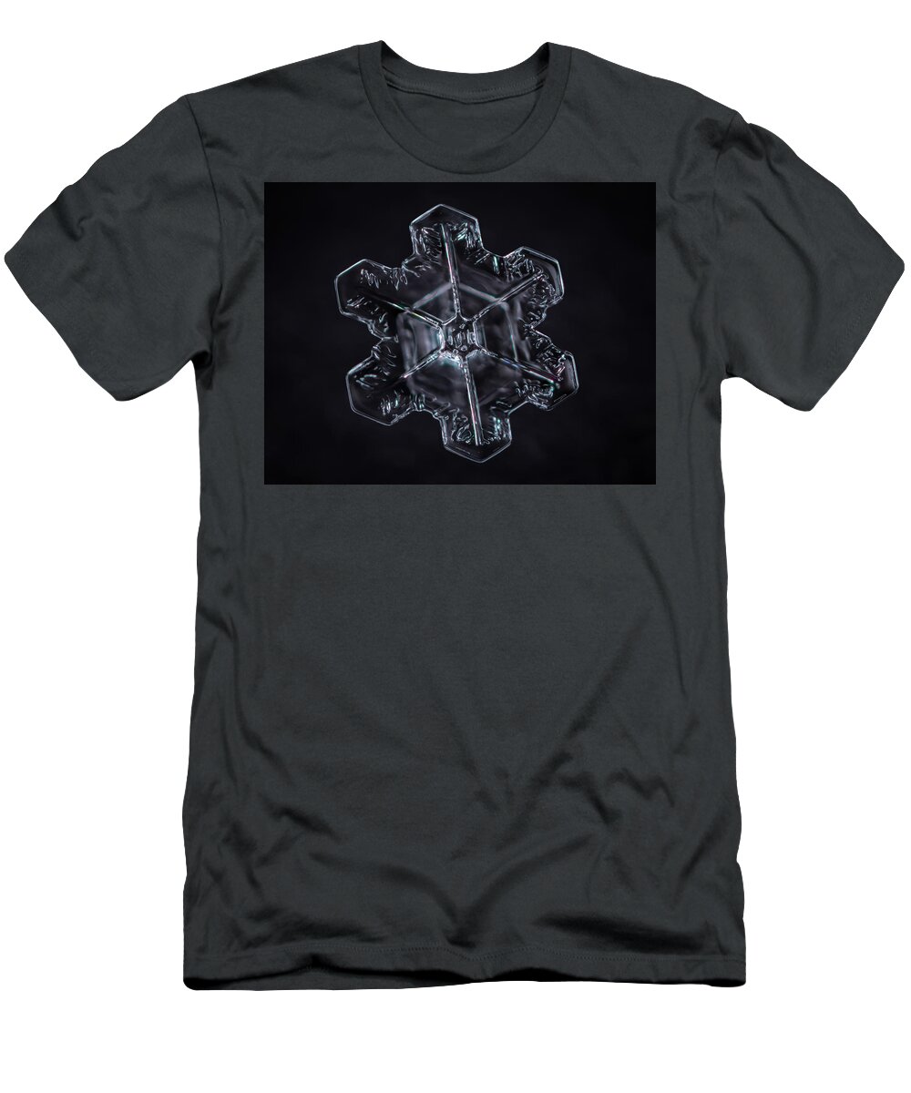 Snowflakes T-Shirt featuring the photograph Stellar Plate Snowflake by Brian Caldwell