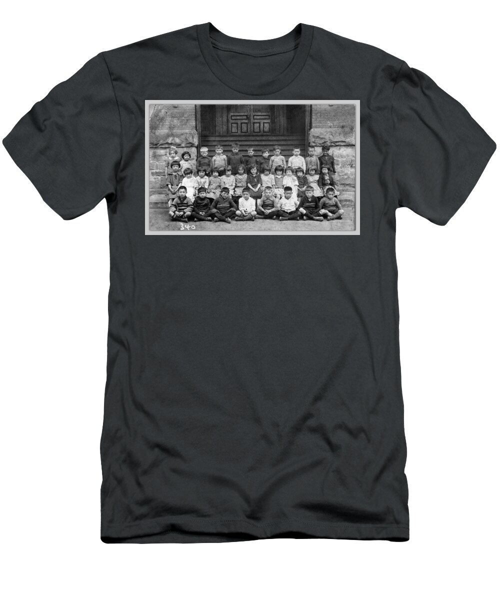 School T-Shirt featuring the painting Strathcona School class portrait Vancouver B C  unknown 1919 2 by Celestial Images