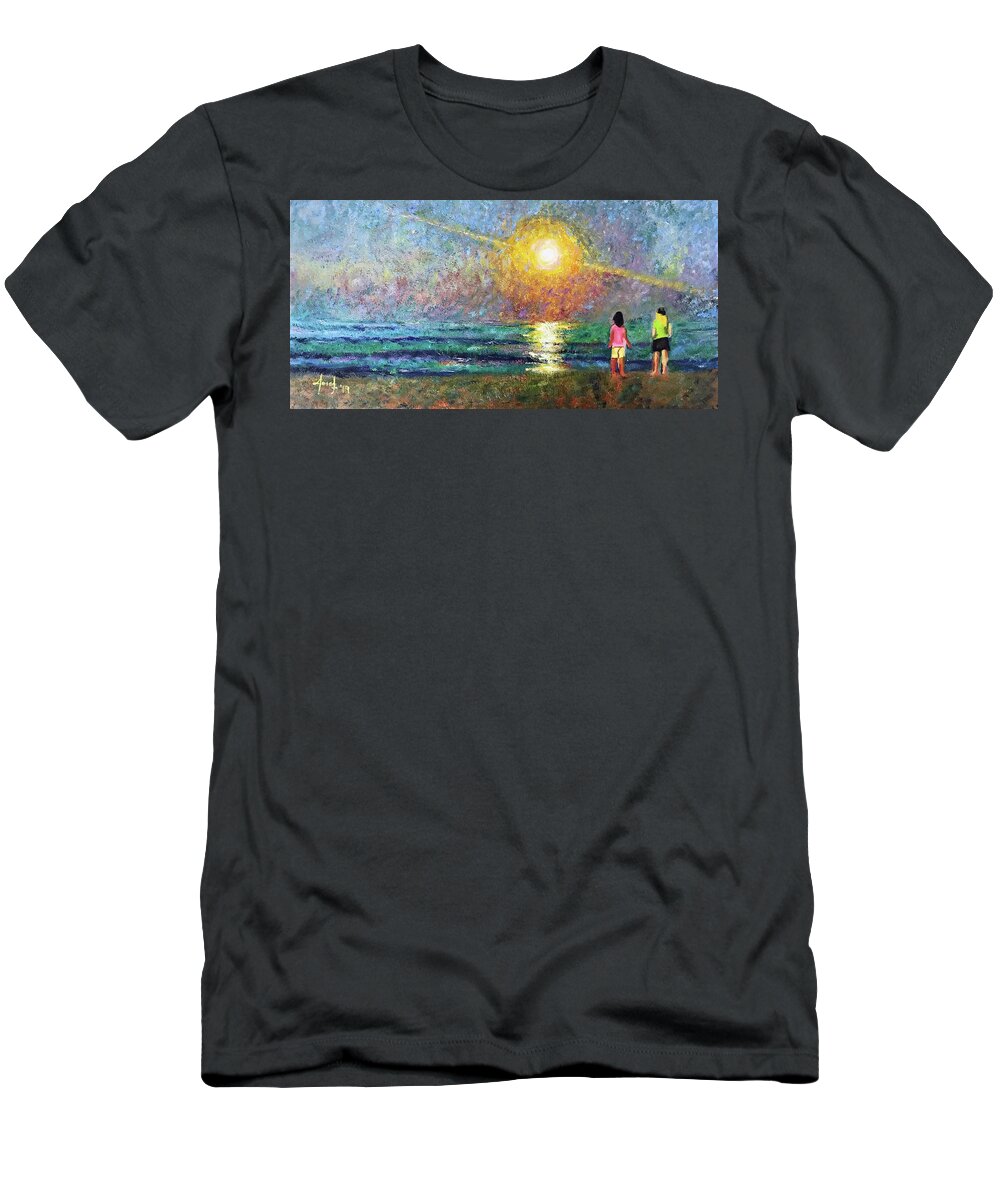 Beach T-Shirt featuring the painting Summer Nights by Josef Kelly