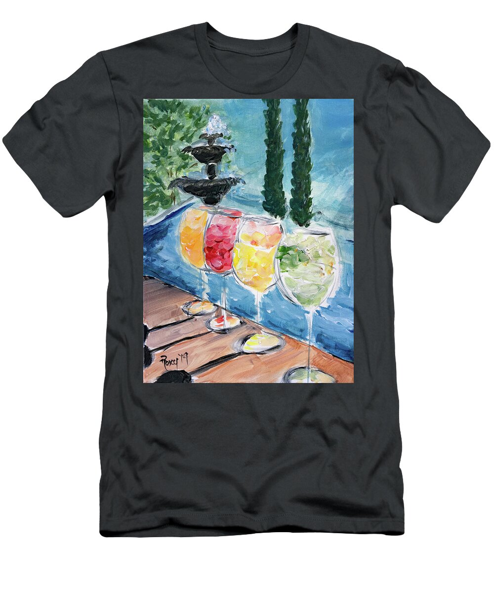 Wine T-Shirt featuring the painting Summer Wine by Roxy Rich