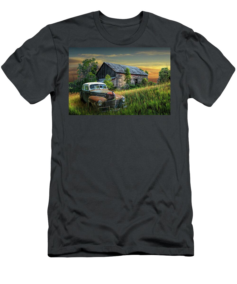 Landscape T-Shirt featuring the photograph Sun sets on the past with only memories left. by Randall Nyhof