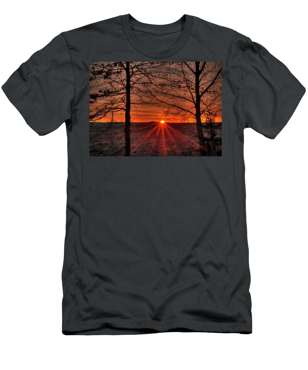Nature T-Shirt featuring the photograph Sun Setting Rays by Laura Hedien