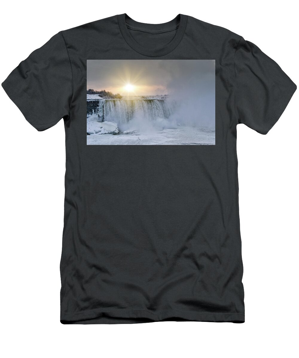 Winter Wonderland T-Shirt featuring the photograph Sunrise in Niagara Falls by Nick Mares