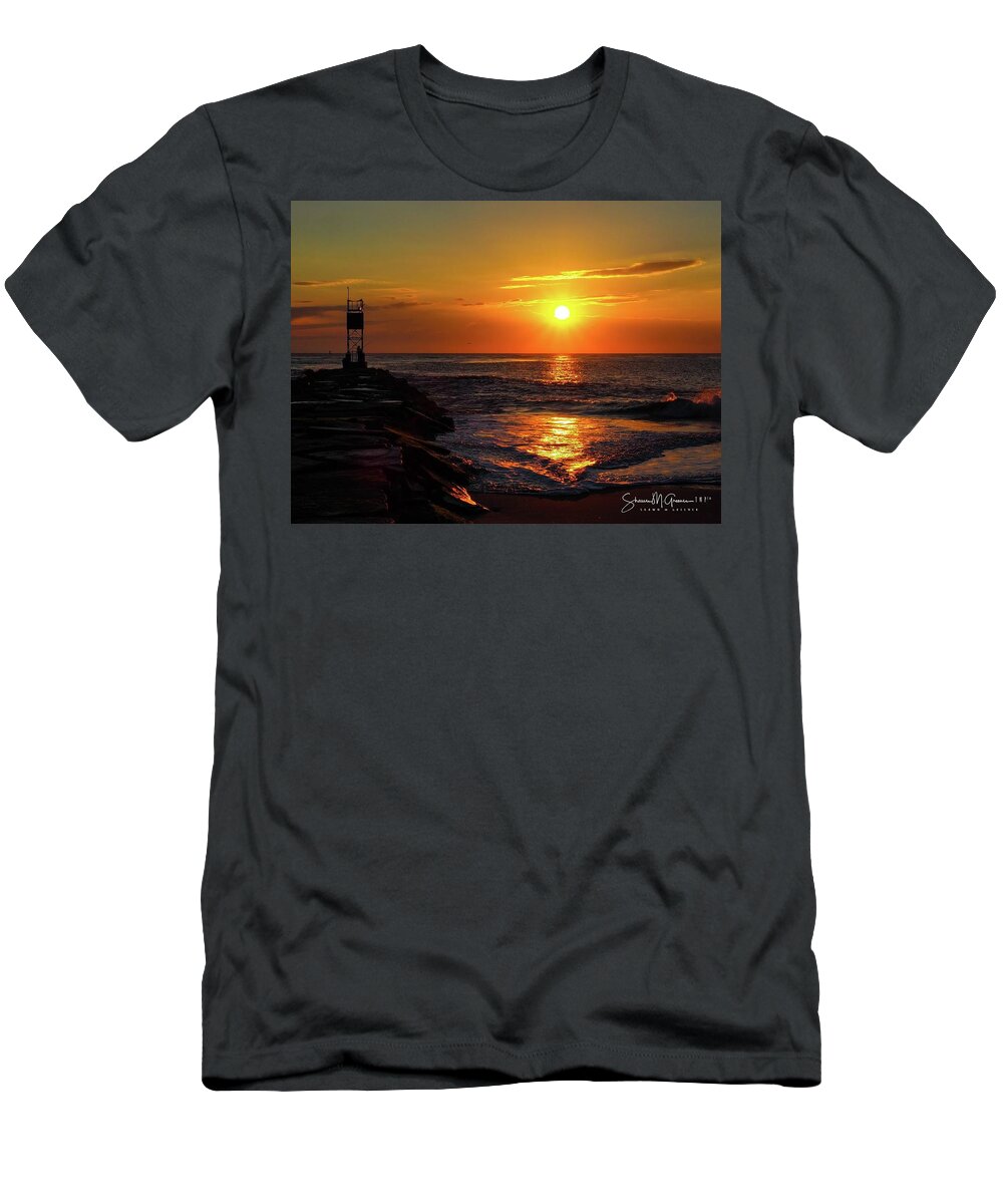 Sunrise T-Shirt featuring the photograph Sunrise over Indian River Inlet by Shawn M Greener